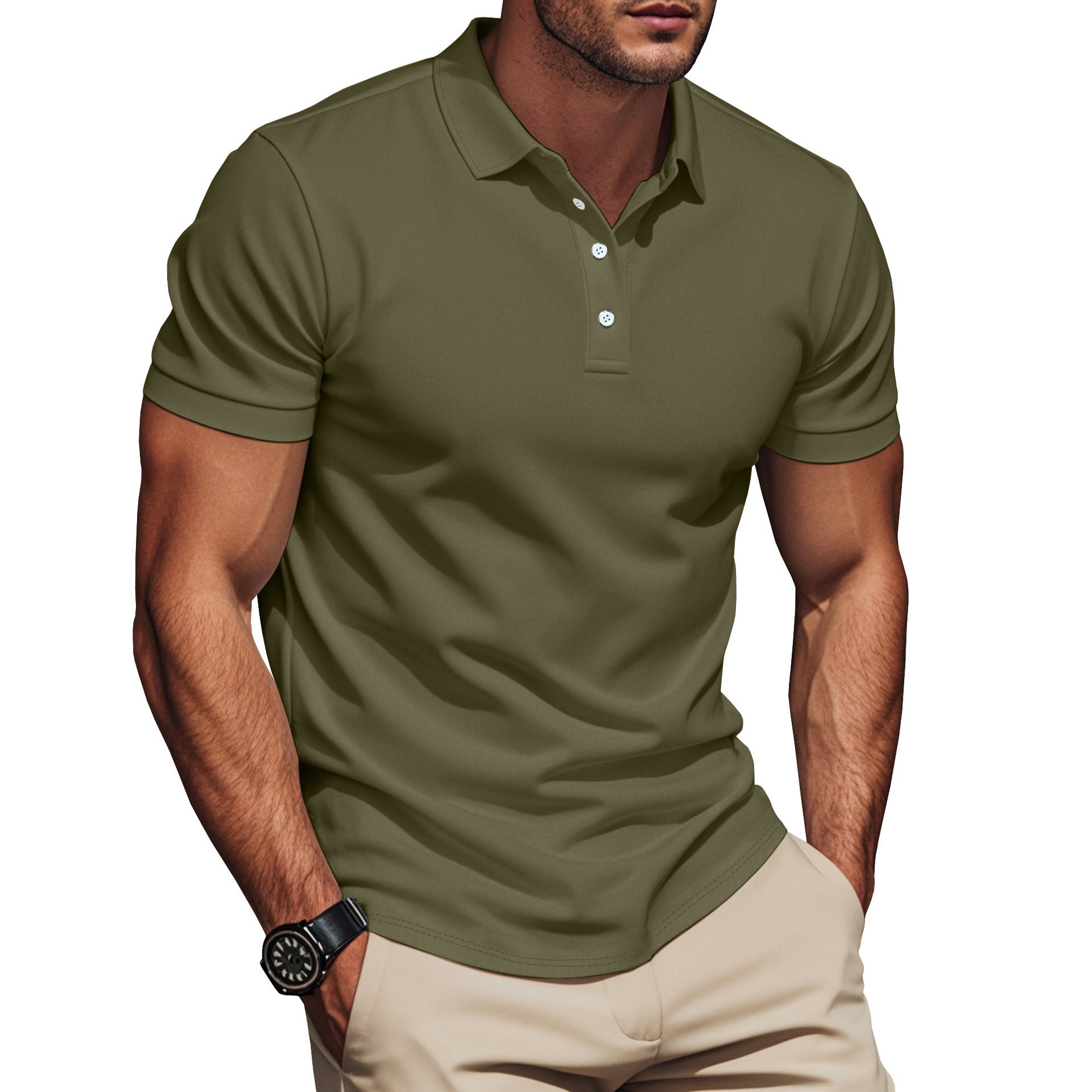 Herren nan Pima-Baumwoll-Polo mit Kentkragen, schmaler Silhouette und verstärkter Knopfleiste Shopnory