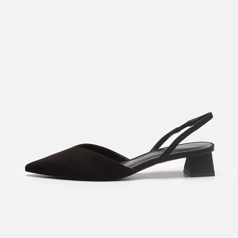 Damen Elegante spitz zulaufende Slingback-Pumps mit elastischem Fersenriemen und niedrigem Blockabsatz Shop Nory
