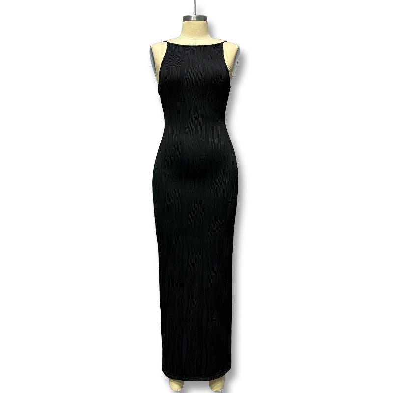 Damen Elegantes bodenlanges Kleid mit strukturiertem Design