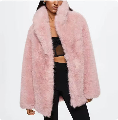 Damen Langfloriger Oversize Kunstpelz‑Mantel mit Boxy‑Silhouette und offenem Schnitt Shop Nory