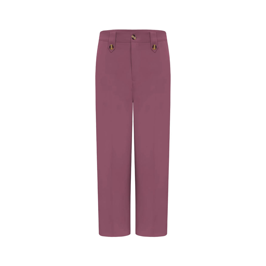 Damen Hochtaillierte Palazzohose mit Bügelfalte, Zierknopfleisten und Eingrifftaschen Shop Nory