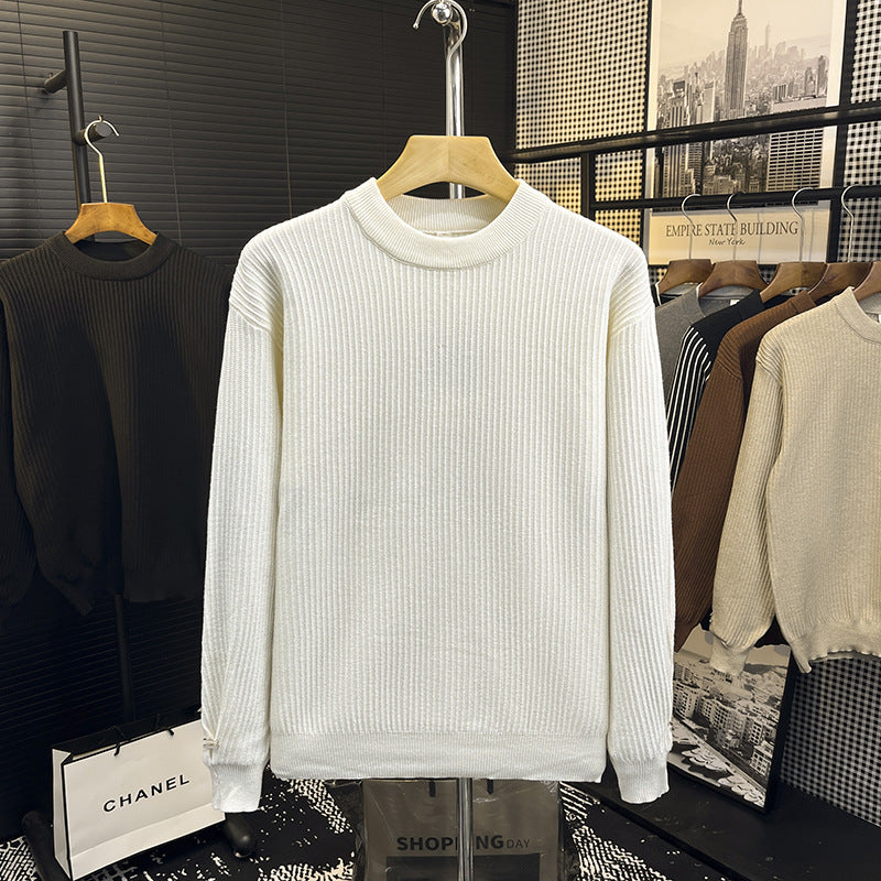 Herren Feiner Rippenstrick-Pullover mit Rundhalsausschnitt und verstärkter Schulternaht Shop Nory