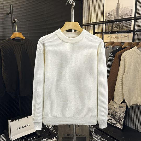 Herren Feiner Rippenstrick-Pullover mit Rundhalsausschnitt und verstärkter Schulternaht Shop Nory