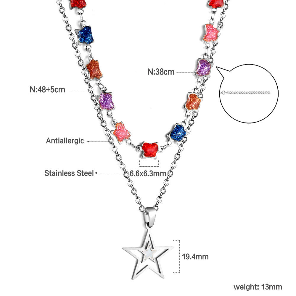Damen Halskette mit funkelnden Sternanhängern und hochwertiger Goldbeschichtung Shop Nory