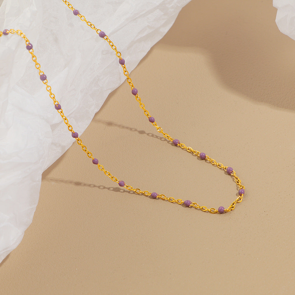 Damen feine Halskette mit bunten Edelstein-Details und goldener Gliederkette Shop Nory