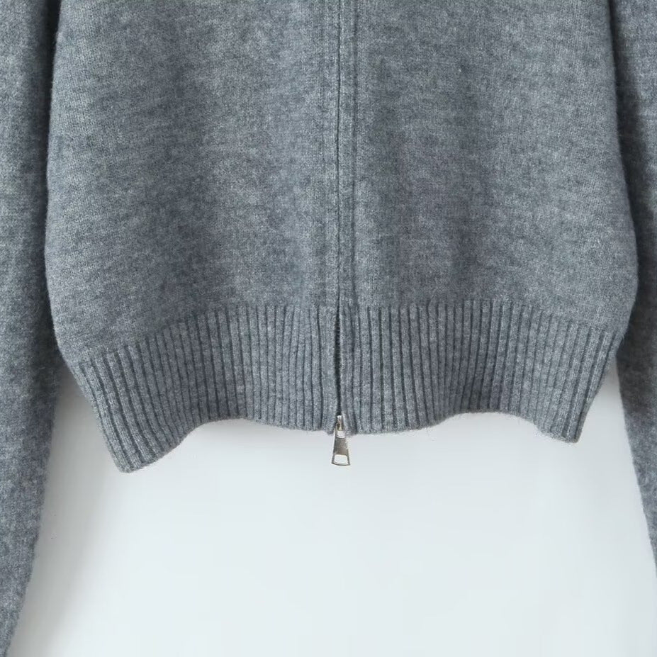 Damen Kurzgeschnittene Strickjacke mit Reißverschluss und abnehmbarem Kunstfellkragen Shop Nory