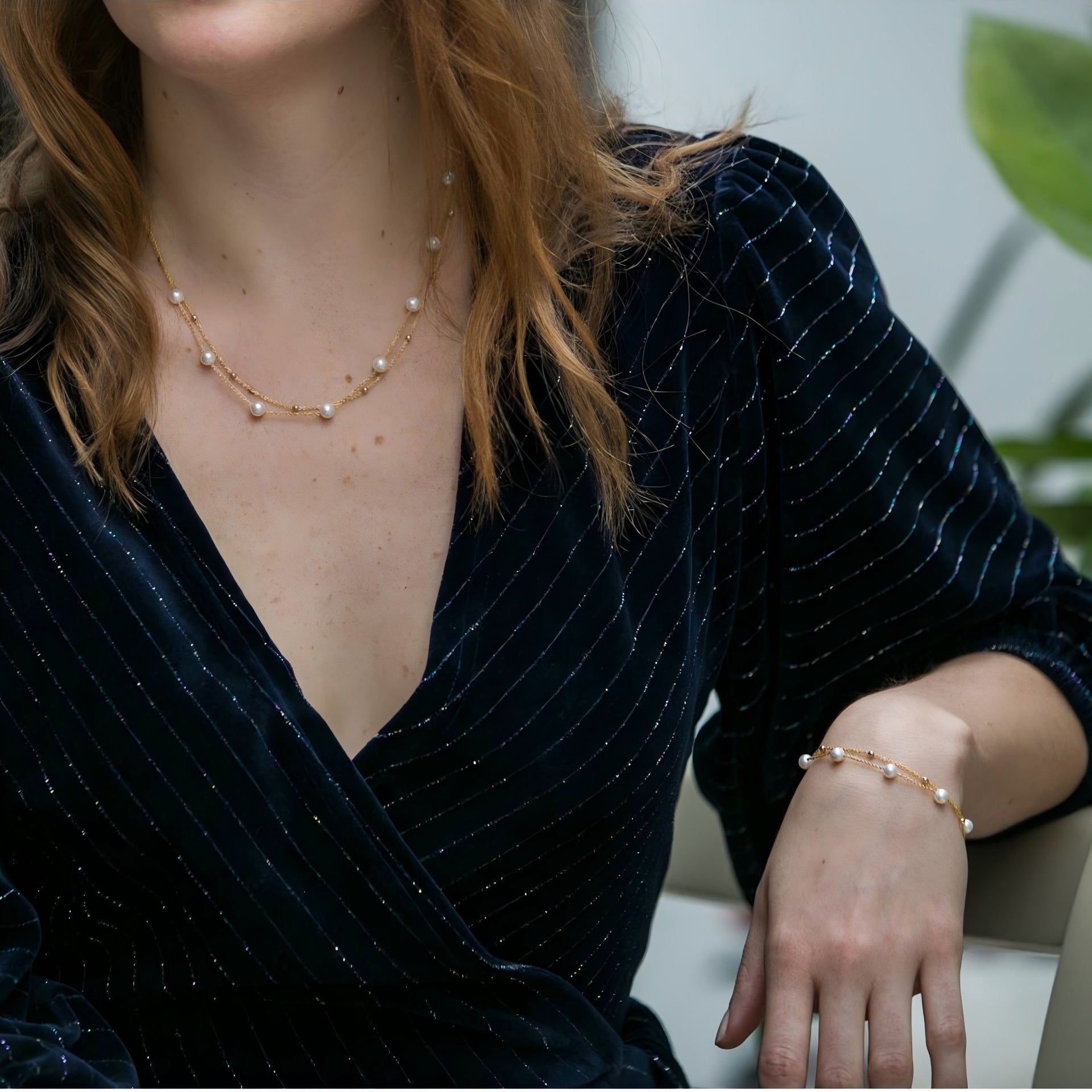 Damen Fußkettchen mit eleganten Perlen und hypoallergener Edelstahlverarbeitung Shop Nory
