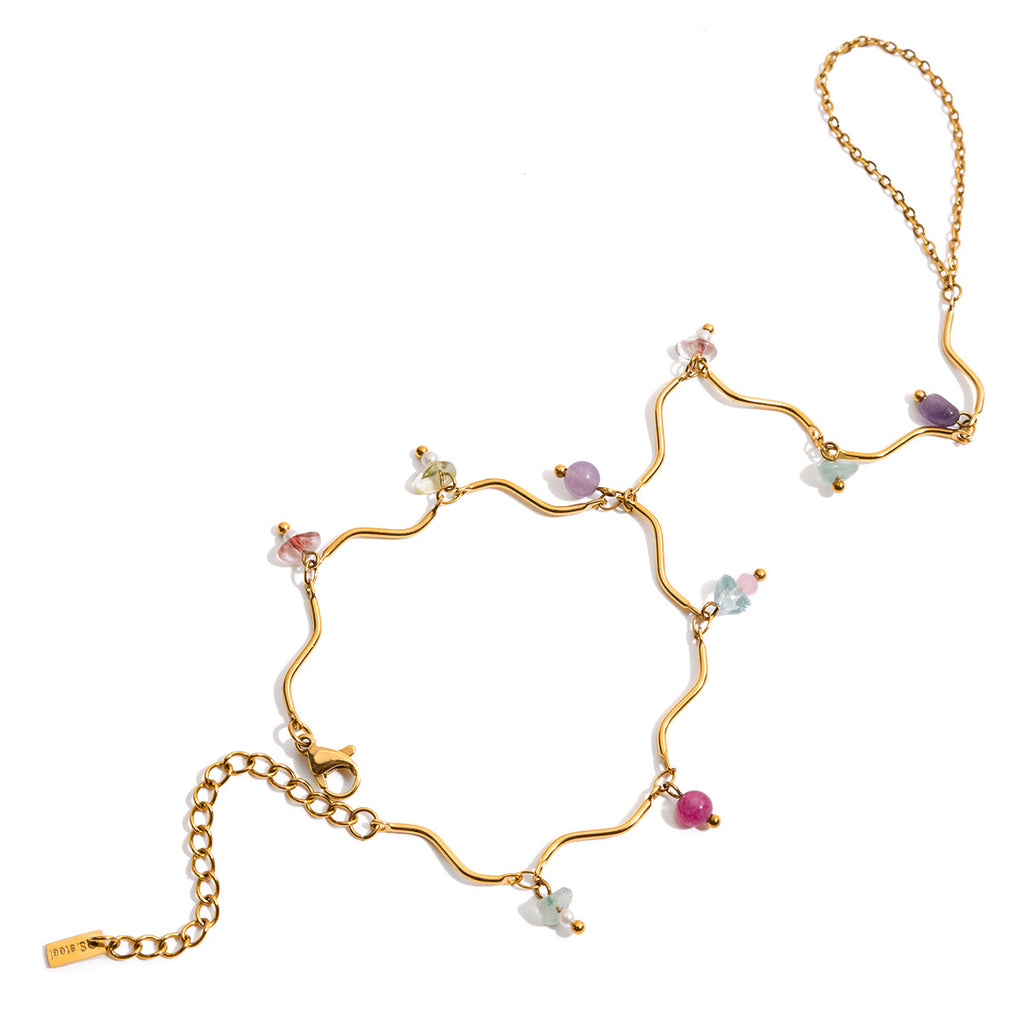 Damen Offenes Armband mit bunten Kristallverzierungen und hypoallergenem Edelstahl Shop Nory