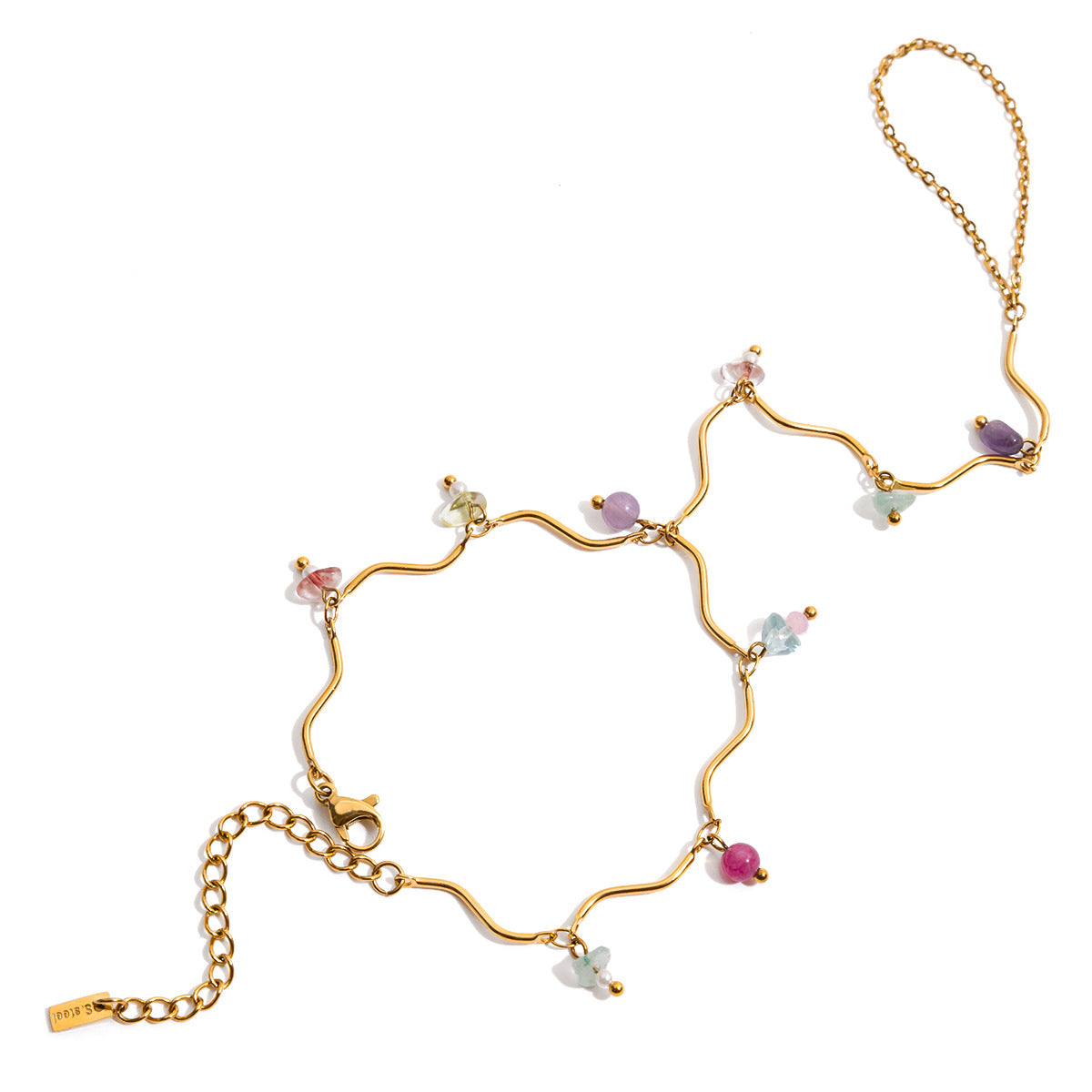 Damen Offenes Armband mit bunten Kristallverzierungen und hypoallergenem Edelstahl Shop Nory