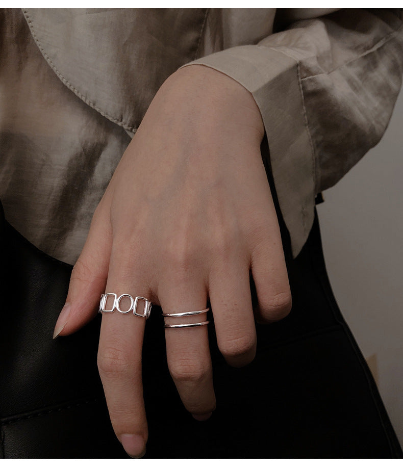 Damen Offener Ring mit modernem Rechteckdesign Shop Nory