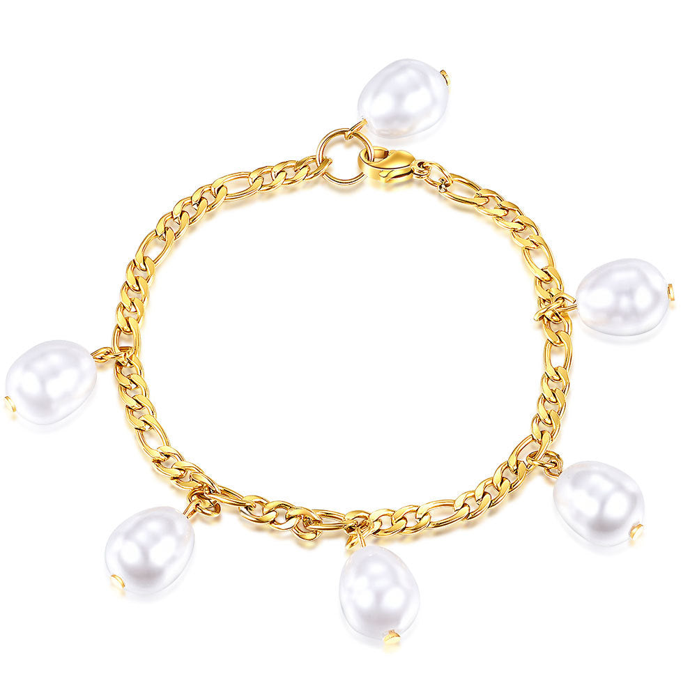 Damen Armband mit Perlenanhängern und elegantem Kettendesign Shop Nory