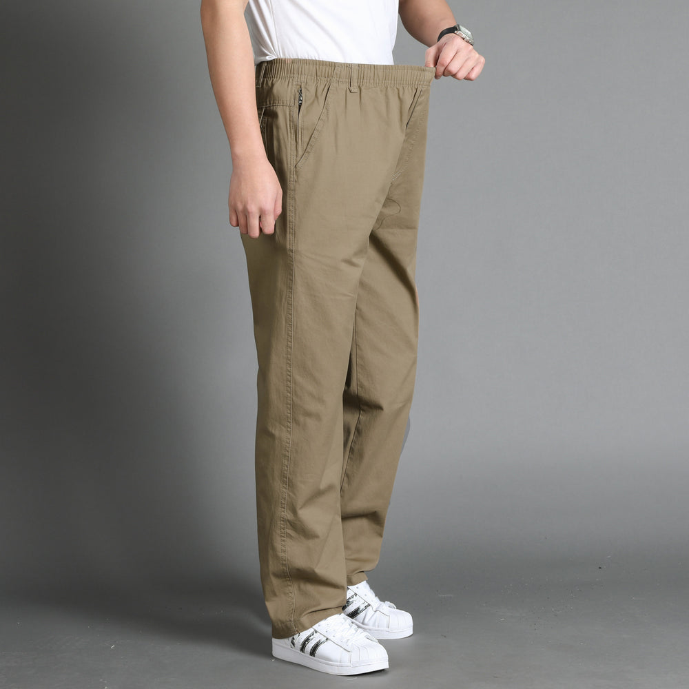 Herren Lässige Canvas-Chinohose mit elastischem Tunnelzugbund, aufgesetzten Taschen & geradem Bein Shop Nory