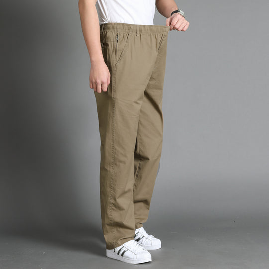 Herren Lässige Canvas-Chinohose mit elastischem Tunnelzugbund, aufgesetzten Taschen & geradem Bein Shop Nory