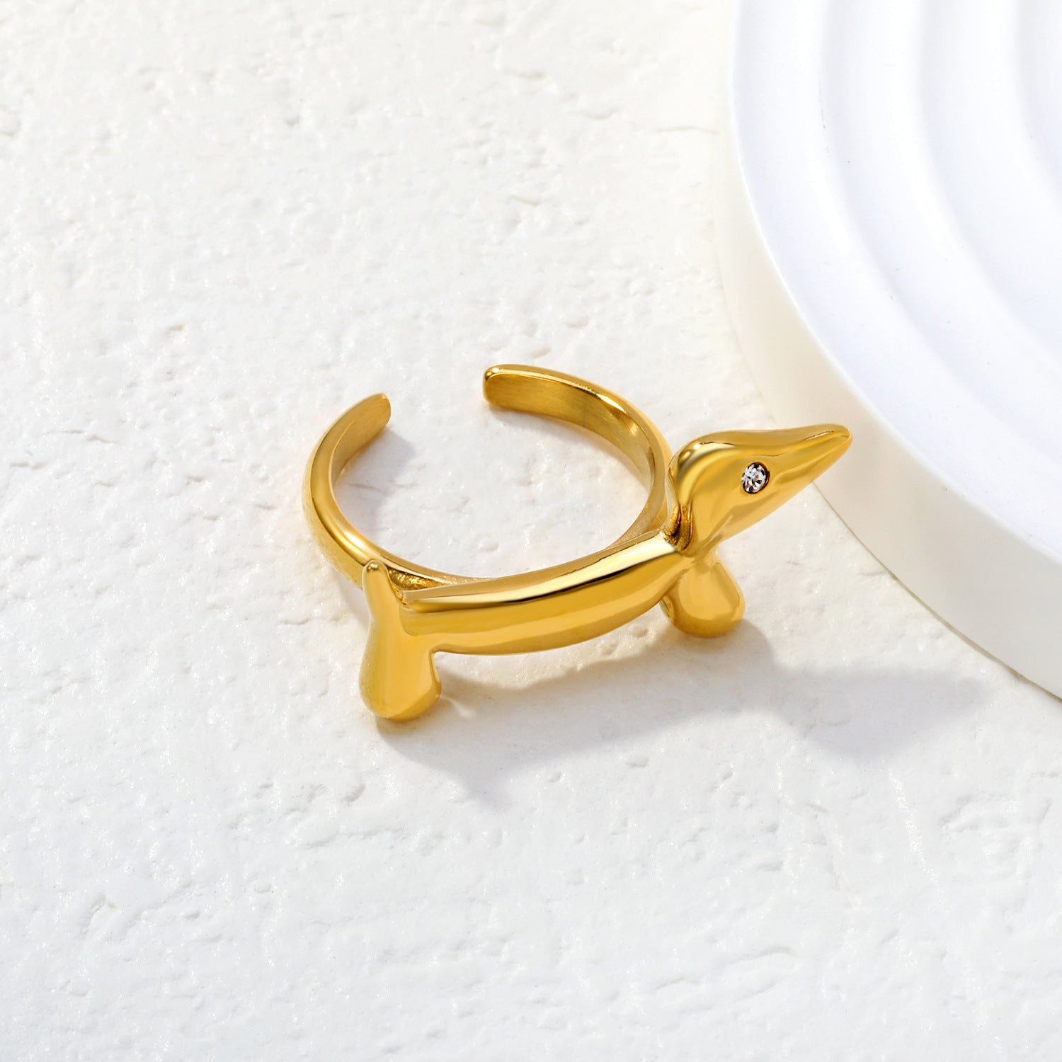 Damen Ring im modernen Hundedesign mit funkelndem Zirkonia Shop Nory