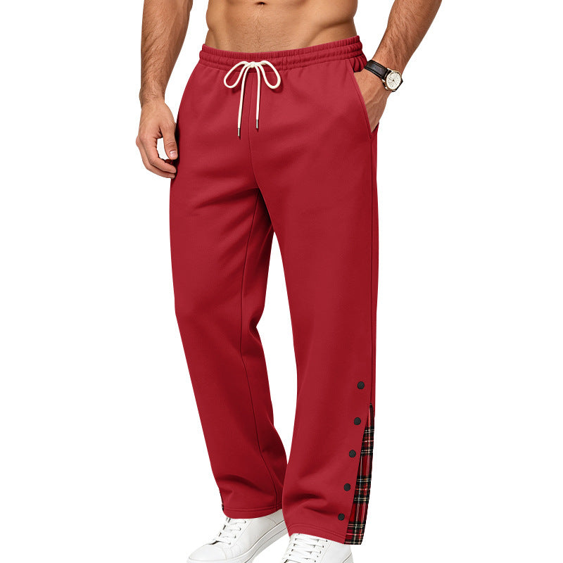 Herren Lockere Jogginghose mit Karo‑Einsatz und Druckknopf‑Details Shop Nory