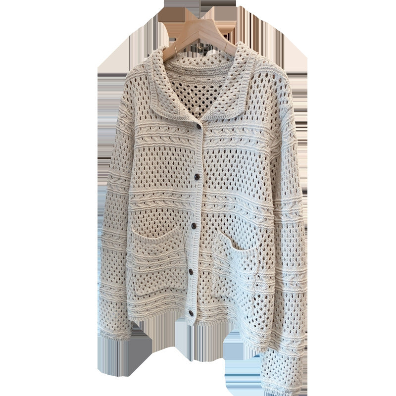 Damen Lässige Strickjacke im Lochmuster Shop Nory
