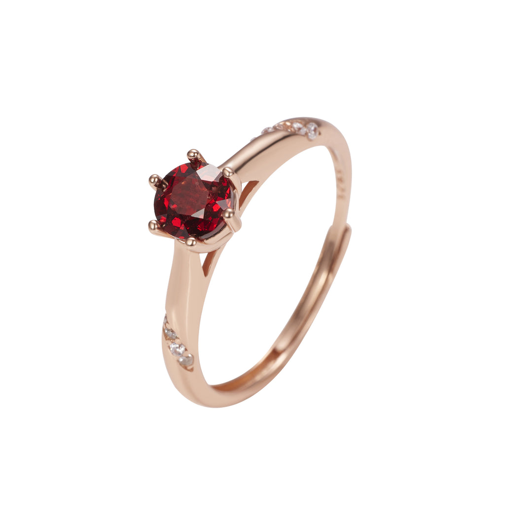 Damen Ring mit rotem Stein und funkelnden Zirkonia-Detail Shop Nory