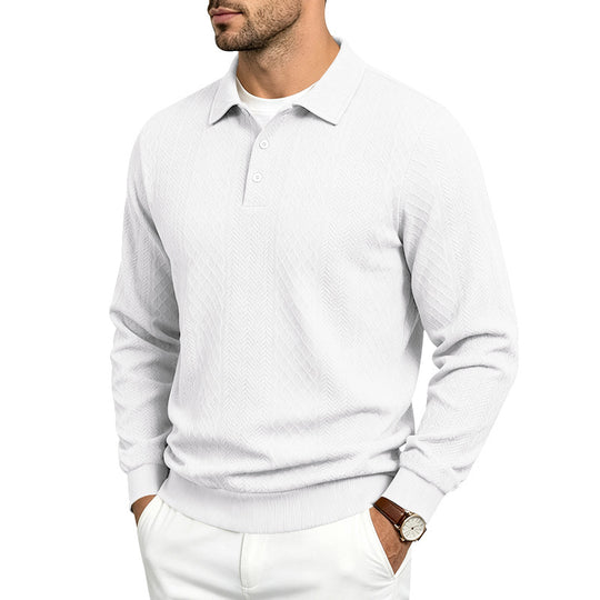 Herren Strukturiertes Langarm-Polo aus Feinstrick mit Zopfmuster Shop Nory