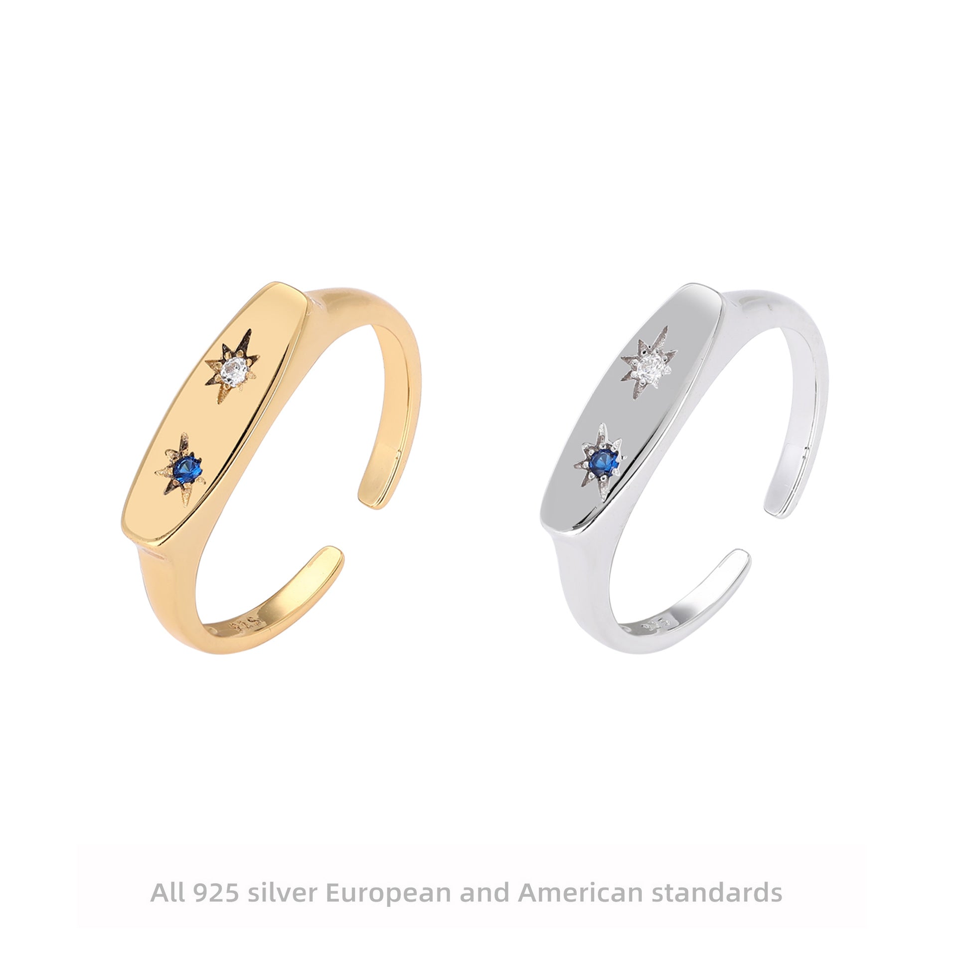 Damen Offener Ring mit funkelnden Zirkon-Akzenten aus 925 Sterling Silber Shop Nory
