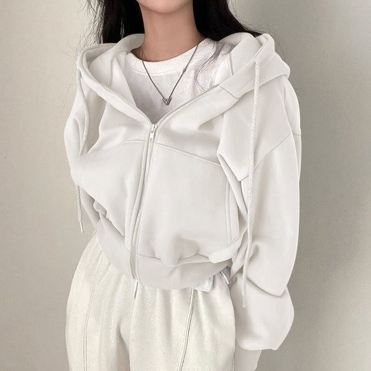 Damen Cropped Hoodie mit Reißverschluss und lässigem Stil