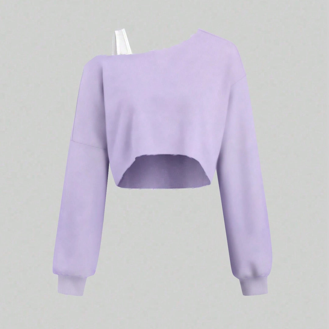 Damen Cropped Sweatshirt im Off-Shoulder-Look mit weiten Ärmeln Shop Nory