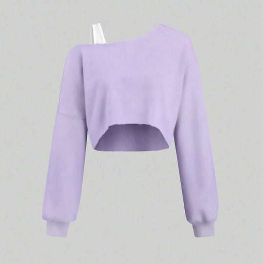 Damen Cropped Sweatshirt im Off-Shoulder-Look mit weiten Ärmeln Shop Nory