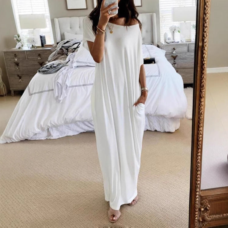 Damen lässiges Maxi-Überkleid mit weitem Schnitt und praktischen Taschen