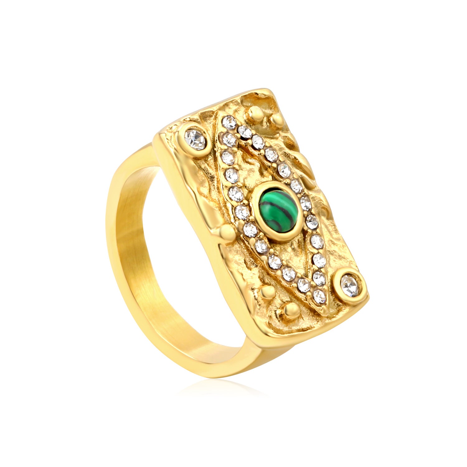Damen Ring mit kunstvollem Design aus goldplattiertem Edelstahl und Edelstein-Akzenten Shop Nory