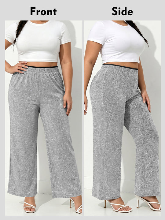 Damen Glitzernde Palazzo-Loungehose mit elastischem Komfortbund Shopy Nory