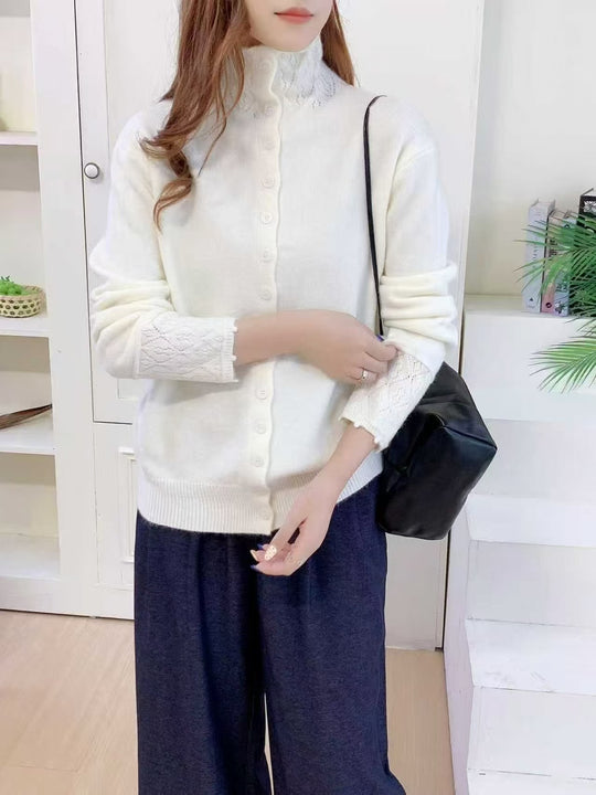 Damen Elegante Strickjacke mit hohen Kragen Shop Nory
