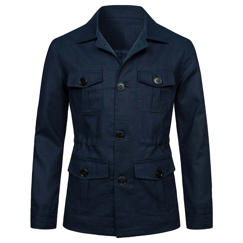 Herren Safari‑Leinenjacke mit vier aufgesetzten Pattentaschen Shop Nory