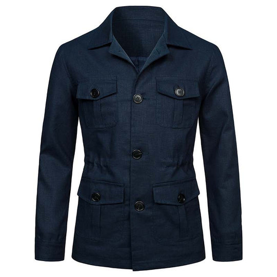 Herren Safari‑Leinenjacke mit vier aufgesetzten Pattentaschen Shop Nory