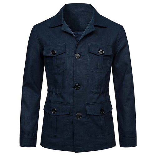 Herren Safari‑Leinenjacke mit vier aufgesetzten Pattentaschen Shop Nory