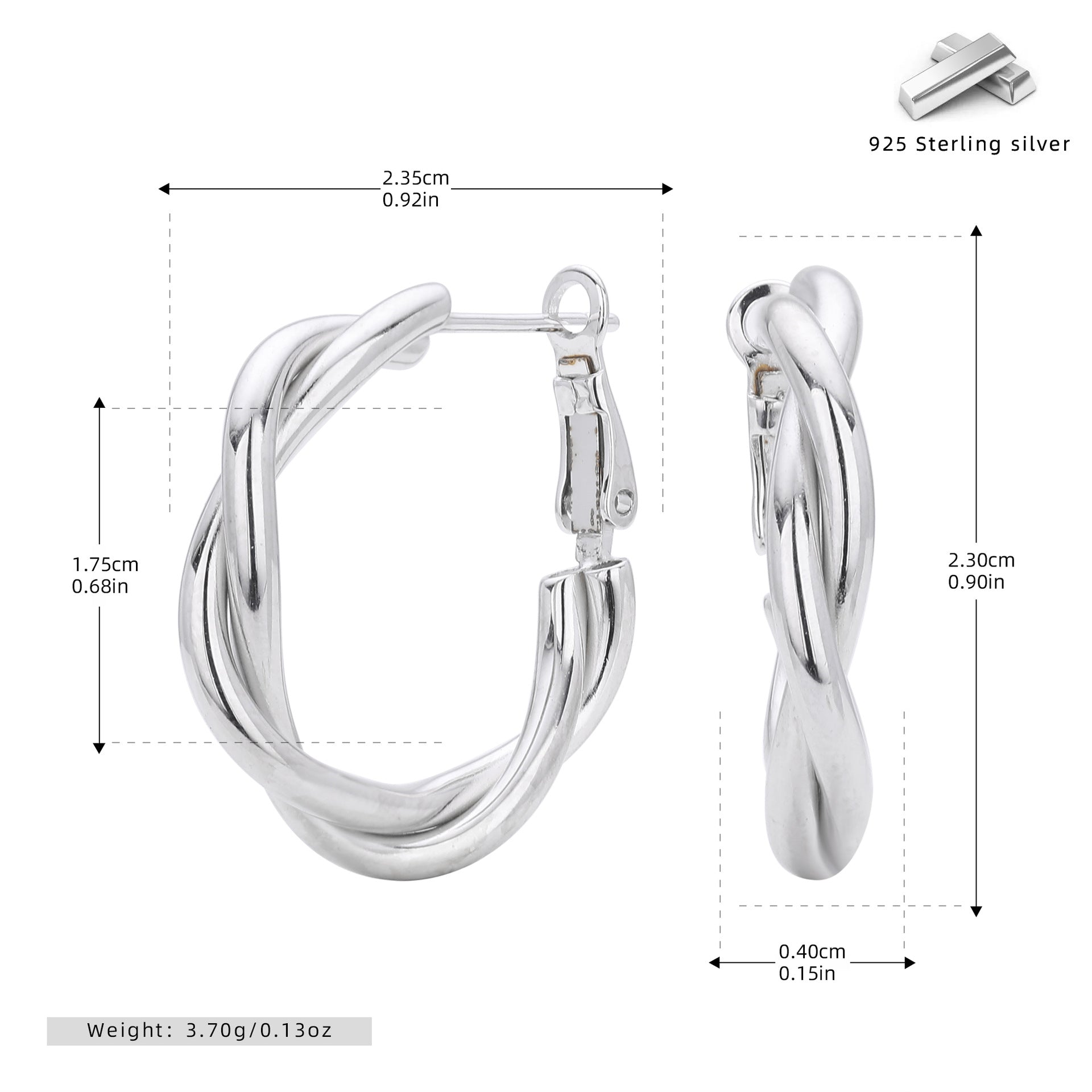 Damen Creolen mit elegantem, verwobenem Design aus hochwertigem 925 Sterling Silber Shop Nory