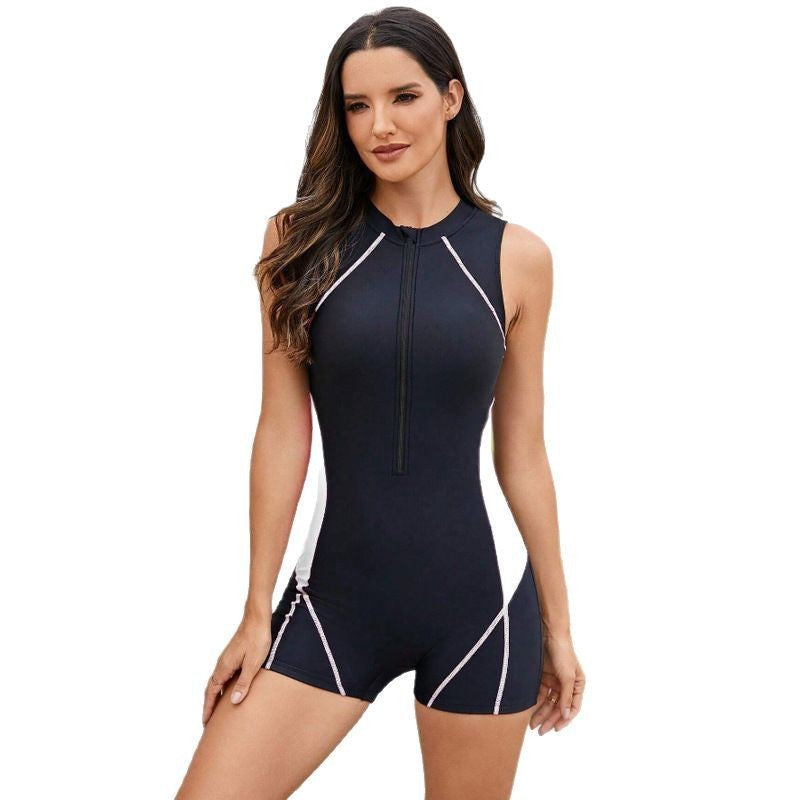 Damen Sportlicher Schwimmanzug mit Reißverschluss Shopnory