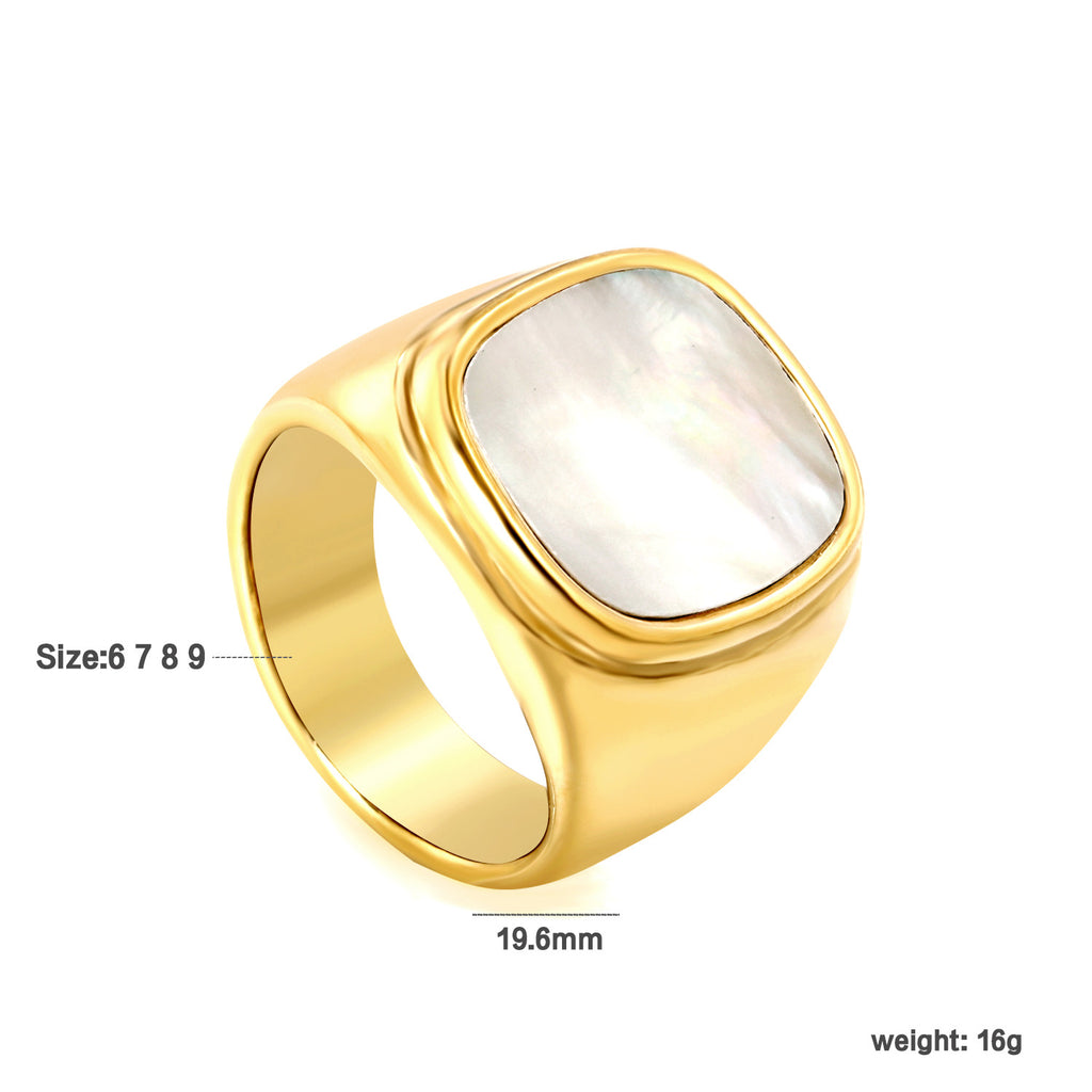 Damen Ring mit elegantem, rechteckigem Perlenanhänger Shop Nory