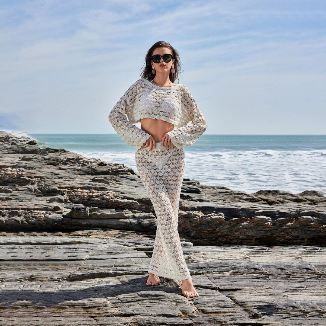 Damen Häkel-Set mit Crop-Top und Maxi-Rock