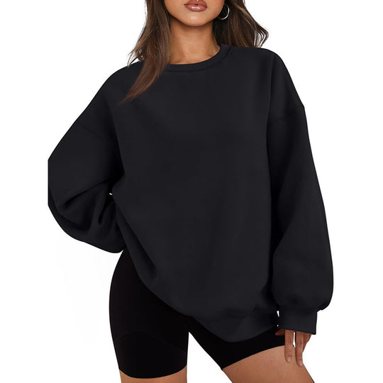 Damen nan Oversized Rundhals-Sweatshirt mit überschnittener Schulter, weichem Fleece-Innenfutter und gerippten Bündchen Shop Nory