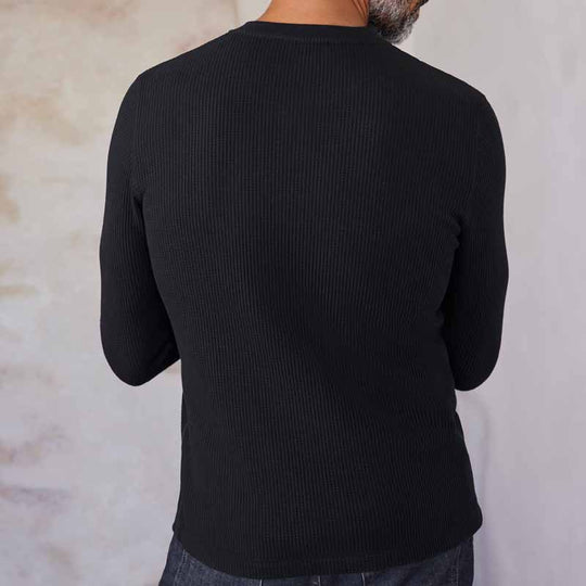Herren Langärmeliges Waffelstrick-Henleyshirt aus Thermo-Baumwollmix Shop Nory
