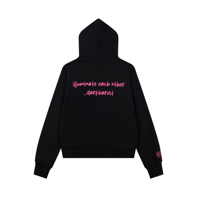 Damen Kapuzen-Sweatjacke mit übergroßem Reißverschluss und minimalistischer Stickerei Shop Nory