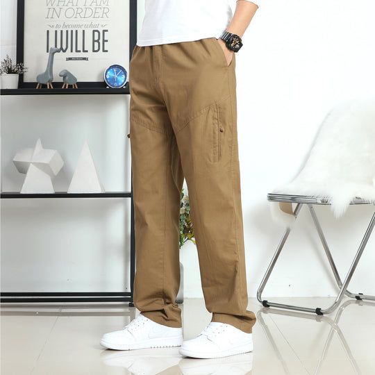 Herren Weite Utility-Cargohose mit elastischem Bund, seitlicher Reißverschlusstasche & vorgeformten Knieeinsätzen Shop Nory