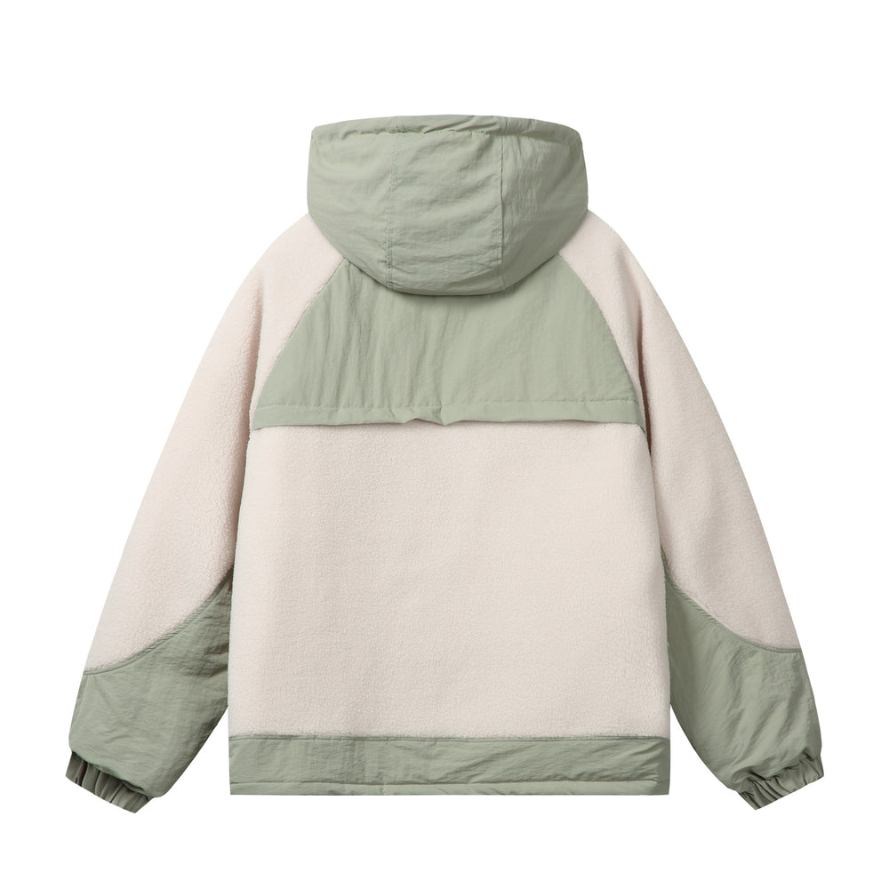 Unisex Boxy-Fleecejacke mit Kapuze und kontrastierenden Nylon-Einsätzen Shop Nory