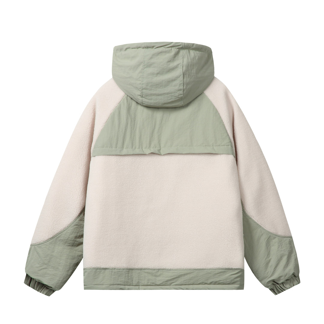 Unisex Boxy-Fleecejacke mit Kapuze und kontrastierenden Nylon-Einsätzen Shop Nory