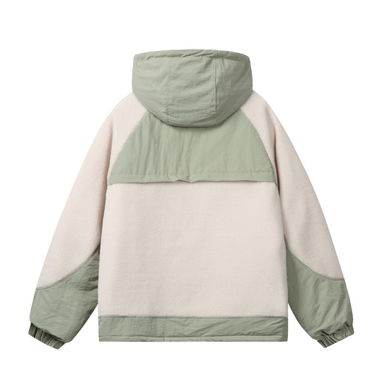 Unisex Boxy-Fleecejacke mit Kapuze und kontrastierenden Nylon-Einsätzen Shop Nory
