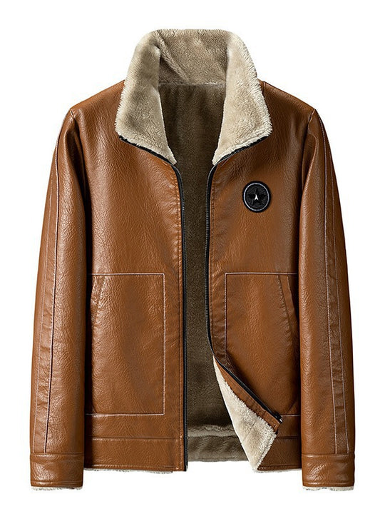 Herren Kunstleder-Fliegerblouson mit Sherpa-Innenfutter und Reißverschluss Shop Nory
