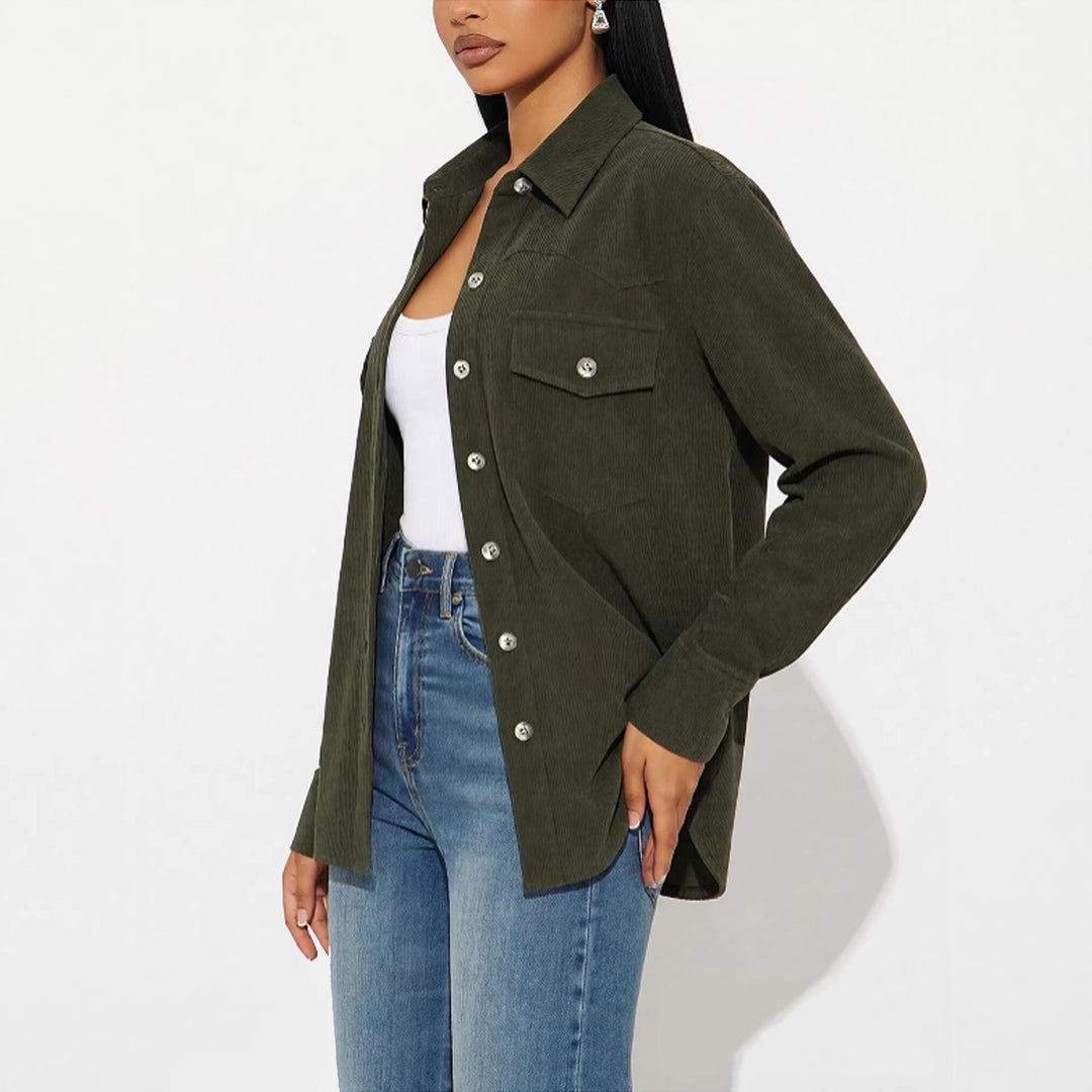 Damen Kord-Overshirt im Relaxed-Fit mit aufgesetzten Brusttaschen und Knopfleiste Shop Nory
