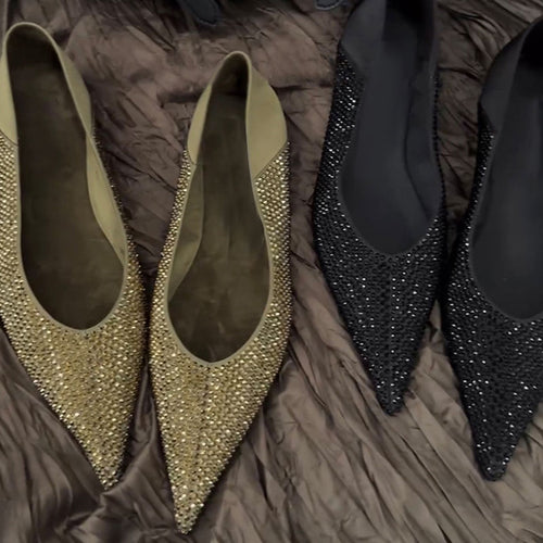 Damen Elegante spitz zulaufende Slipper mit Kristallbesatz und gepolstertem Komfortfußbett Shop Nory