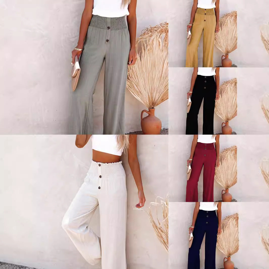 Damen Hoch geschnittene, weit geschnittene Sommerhose Shopnory