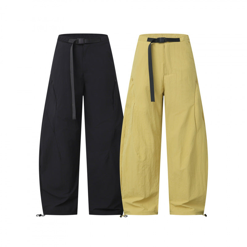 Damen Weite Cargo-Hose mit Tunnelzugbund, integriertem Webgürtel und verstellbaren Kordelabschlüssen Shop Nory