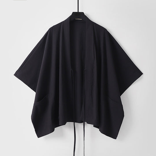 Damen Oversize Kimono-Cardigan mit Bindeband und aufgesetzten Taschen Shop Nory